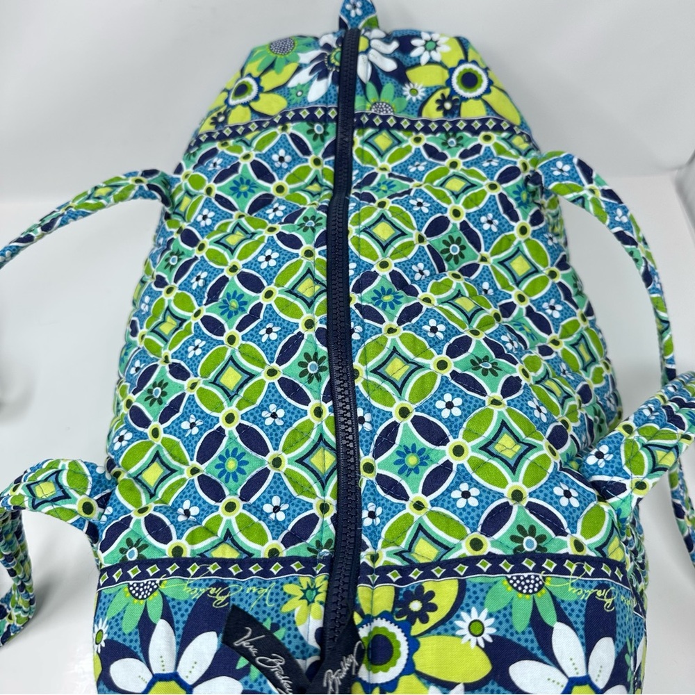 Vera Bradley Daisy Daisy Travel Quilted Weekender Duffel Bag Blue Green - Picture 7 of 13